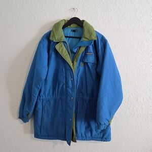 Vintage Patagonia 90s Aqua Blue Full Zip Hooded Insulated Ski Winter Jacket